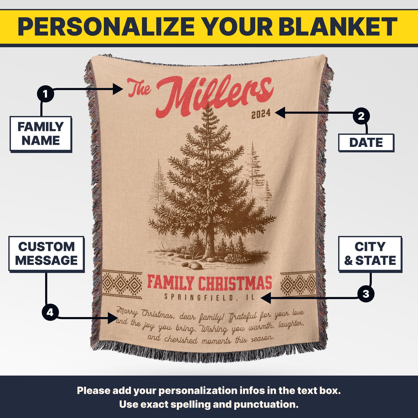 FAMILY CHRISTMAS BLANKET – Vintage Sepia