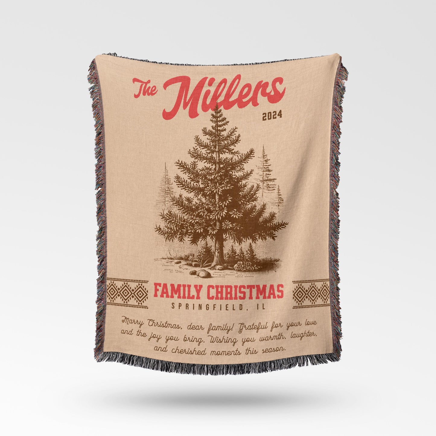 FAMILY CHRISTMAS BLANKET – Vintage Sepia