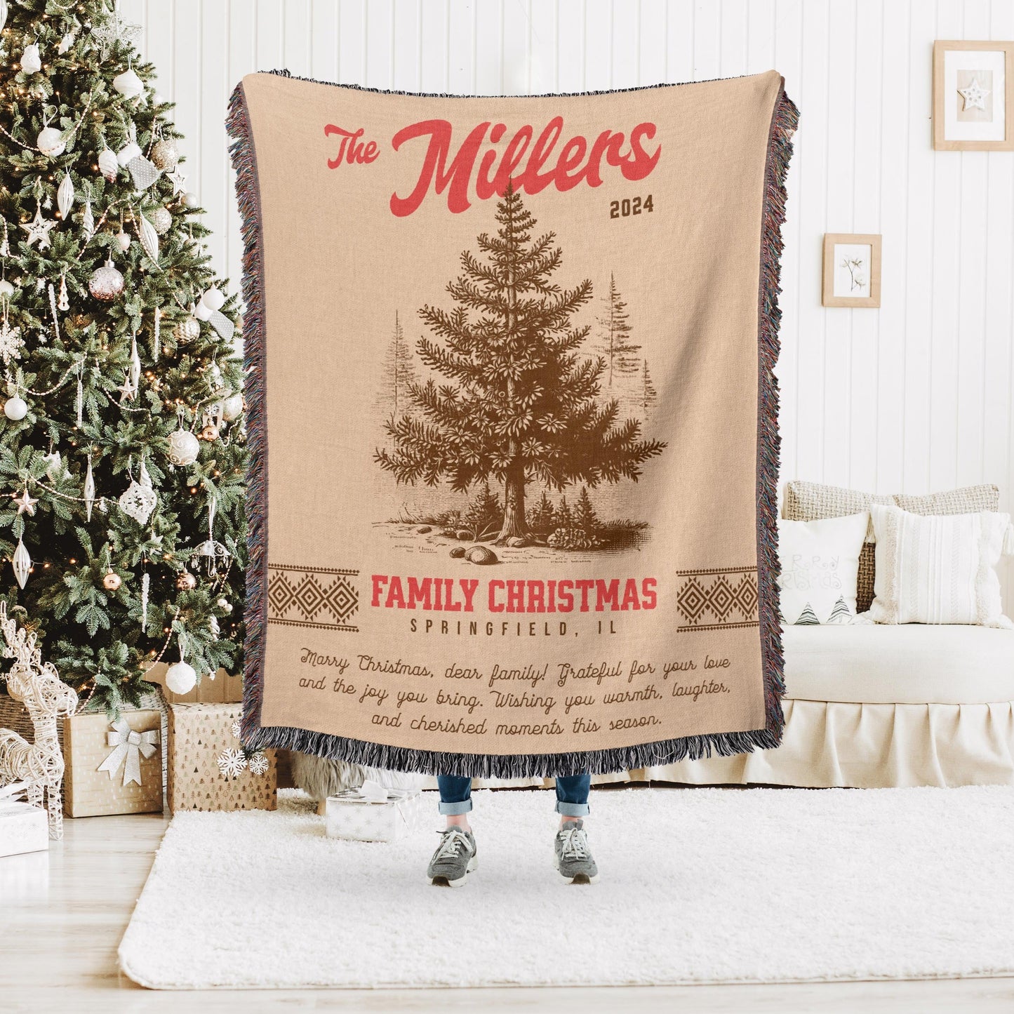 FAMILY CHRISTMAS BLANKET – Vintage Sepia
