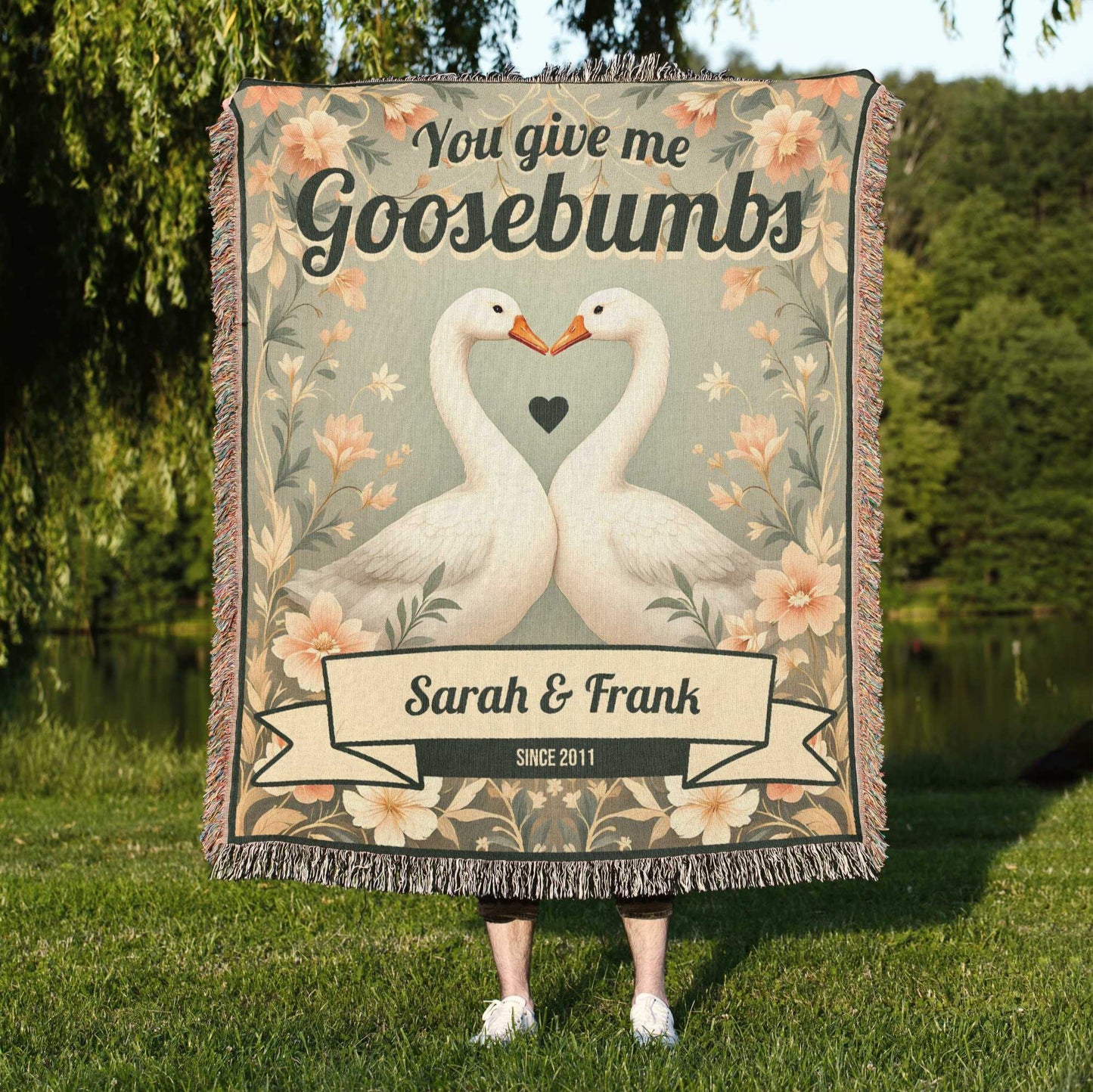 COUPLE BLANKET: You Give Me Goosebumbs - Green